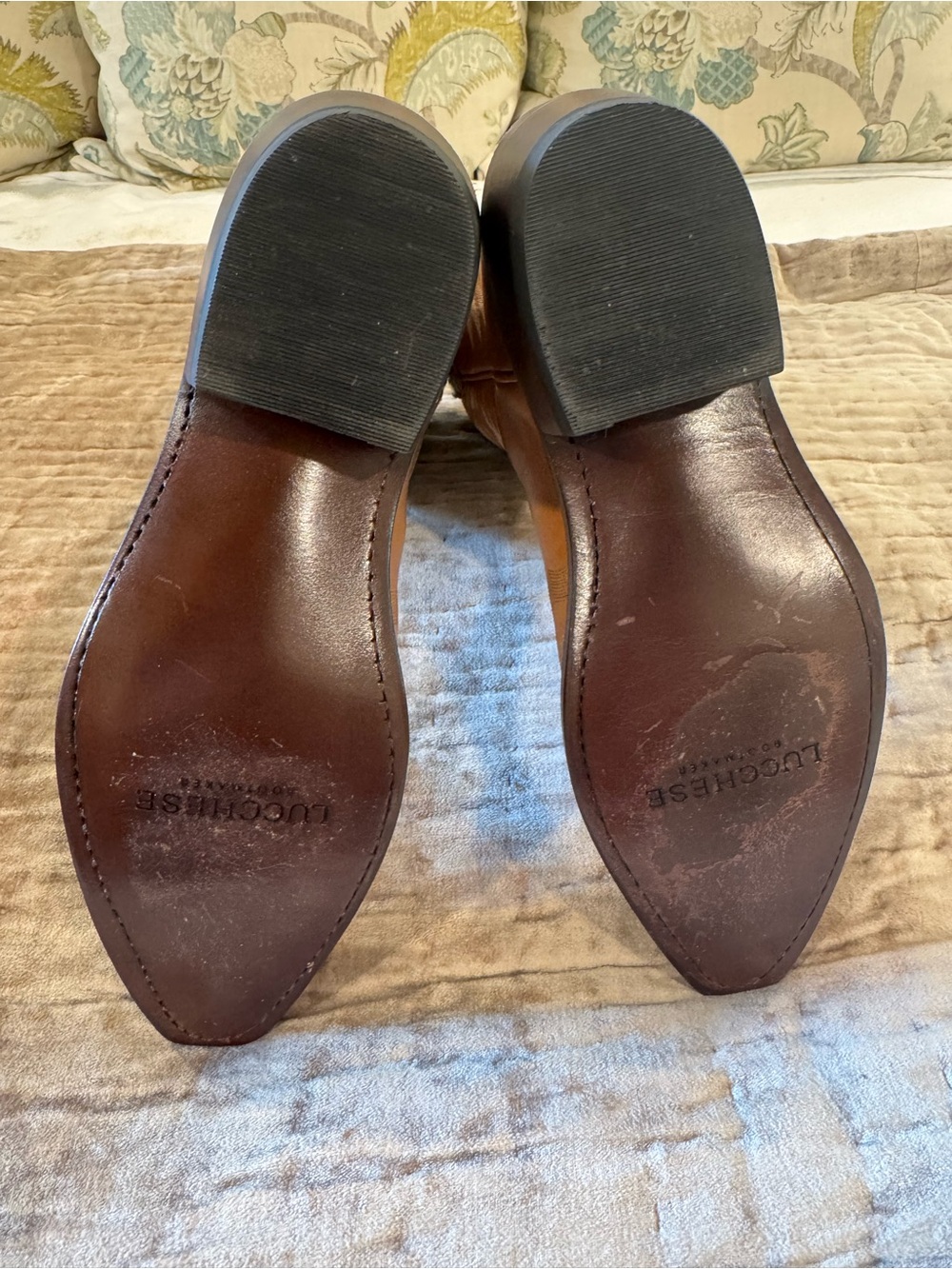 Lucchese Women's Tan Leather Western Cowboy Boots - Picture 5 of 8